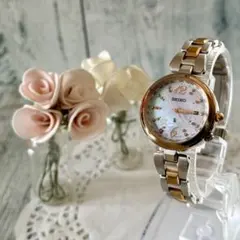 【限定】SEIKO ルキア 腕時計 1B35-0AD0 電波ソーラー 桜 チタン