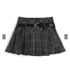 GRL ベルト・インパン付きチェック柄プリーツミニスカート[ac2583]