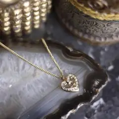 Christian Diorディオールクリアストーンハートチェーンネックレス