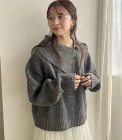 LOWRYSFARM アシメカタボタンネップLSニットセーター