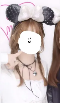 ミッキー耳カチューシャ ブラックリボン付き