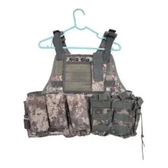 タクティカルベスト サバゲー マガジンポーチ付き デジタルカモのサムネイル
