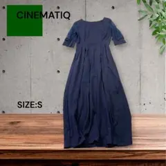 e2112☆CINEMATIQ ネイビー レース半袖ワンピース S