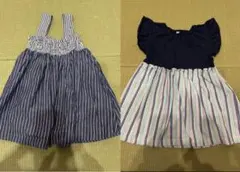 半袖ワンピース セット　ネイビー ストライプ