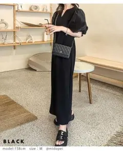 AMELY 美品　パフスリーブ ワンピースM ブラック