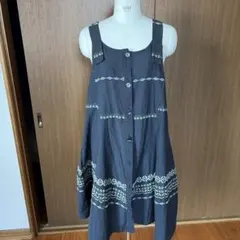 センソユニコ t.b ワンピース ノースリーブ 刺繍デザイン ブラックのサムネイル