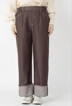 【新品・タグ付き】スタジオクリップ　ブラウン ワイドパンツ ウエストゴム