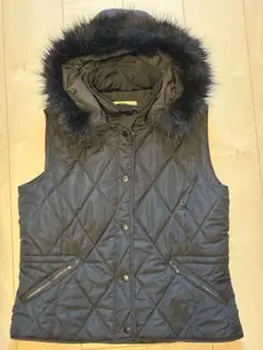 ZARA ブラック ダウンベスト ファー