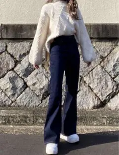 GRL センターラインフレアデニムパンツ[cu429]