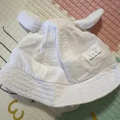 耳付きホワイトバケットハット 42cm