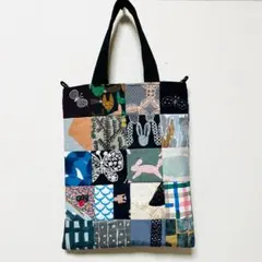 ミナペルホネン　パッチワーク　ペタンコ　トートバッグ　ハンドメイド　★2-1