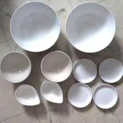 ホワイト食器セット ボウル　茶碗 プレート 小皿　10点セット