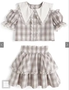 セーラーブラウス×ティアードスカートチェックセットアップ[za002] ピンク