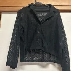 ブラックレースクロップドシャツ