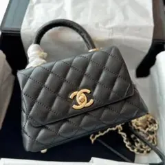 Coco Handle 19 ミニ トップハンドル フラップ バッグ ブラック