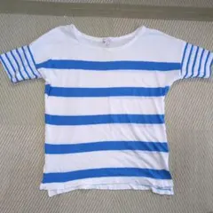 GAP 白と青のストライプ 半袖Tシャツ
