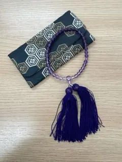 アメジスト 数珠 紫色 タッセル付き 専用ケース