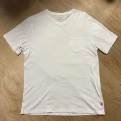 coen コーエン ポケット付き Vネック Tシャツ ホワイト L