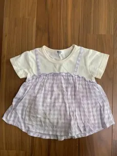 BREEZE ブリーズ　Tシャツ　カットソー チュニック　チェック　90 半袖