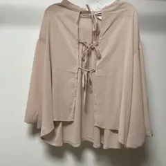 hk works London しまむら　ピンク　春服　長袖ブラウス　リボン　L