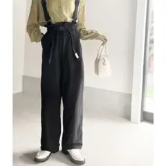 【JAVA】 バックルベルトサスペンダー オーバーオール （M） ブラック