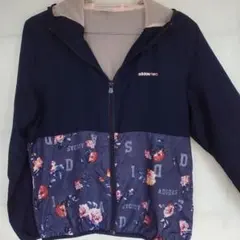 美品　adidas neo 花柄紺ウィンドブレーカー Sサイズ