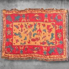 BOGK エスニック ラグ マット 古着 動物 民族 壁画 タペストリー 絨毯
