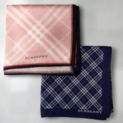 【新品含む】BURBERRY チェック柄ハンカチ ピンク等　2色