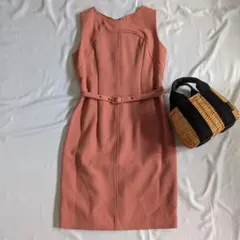 シネカノン サーモンピンク 膝丈ワンピース キレイめ PG M 美品のサムネイル