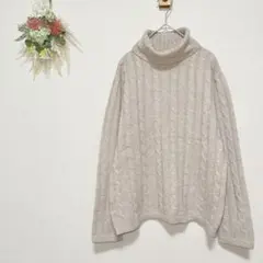 PAOLA GORINI カシミヤ100% ロールネックニット ケーブル編み