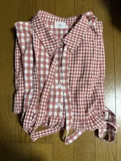 赤と白のギンガムチェック 半袖ロングワンピース