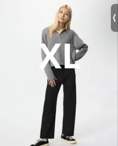 ユニクロ ウォッシャブルニットリブパンツ ブラック XL