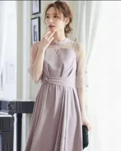 【即日発送】niana ビスチェ風ハイネックレース 結婚式 ワンピースM