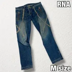 【RNA】デニムパンツ Xステッチ ジップデザイン ストリート レディース Mのサムネイル