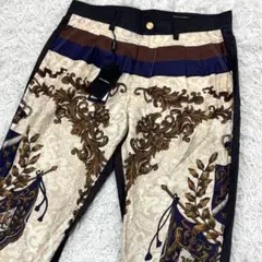 未使用 ドルチェ＆ガッバーナ 立体刺繍 ゴールド 花柄パンツ メタル系 