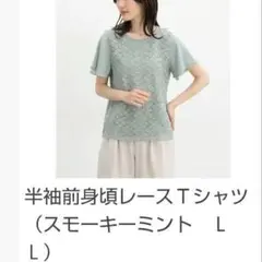 ♡半袖前身頃レースTシャツ スモーキーミント LL♡のサムネイル