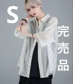 ADRER ルーズシルエットレース／シアーシャツ ホワイト 千鳥ハウンドトゥース