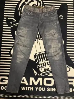 ヒステリックグラマー　リバーシブルダメージジーンズ風スウェット