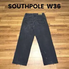 SOUTHPOLE ブラック 極太 バギーデニムパンツw36