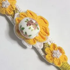 M-73★黄色 振袖用 正絹 帯締め パール付 新作 新品 未使用品 振袖