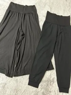 マタニティ 黒 ワイドパンツ レギンス セット