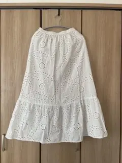 GU ホワイト刺繍ロングスカート M