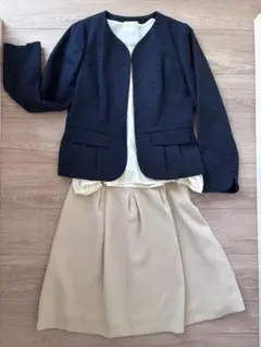 grove ネイビー ジャケット ベージュ スカート セット M