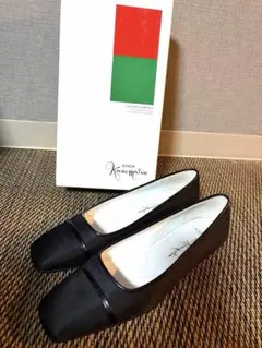 銀座かねまつ　 ブラック スクエアトゥ パンプス