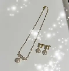 ブライダルアクセサリーセット　パール　クリスタル　ゴールド