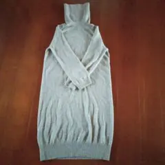 無印良品　タートルネックニットワンピース 　ハイネック　ウール　グレー