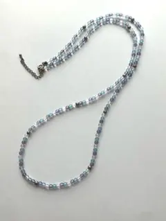 ロングネックレス ビーズネックレス ブルー