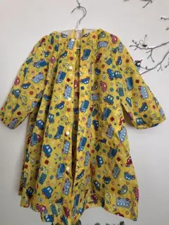 くるま柄 キッズレインコート　イエロー110