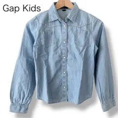 Gap Kids ラインストーン付 デニム 長袖 シャツ ブルー系 子供服