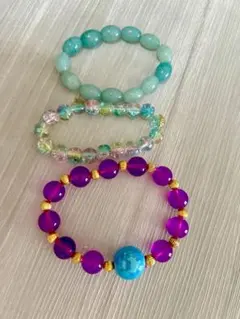 カラフルビーズのブレスレット3本セット